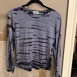 Anthropologie Black and Gray Tie-Dye Long Sleeve Top